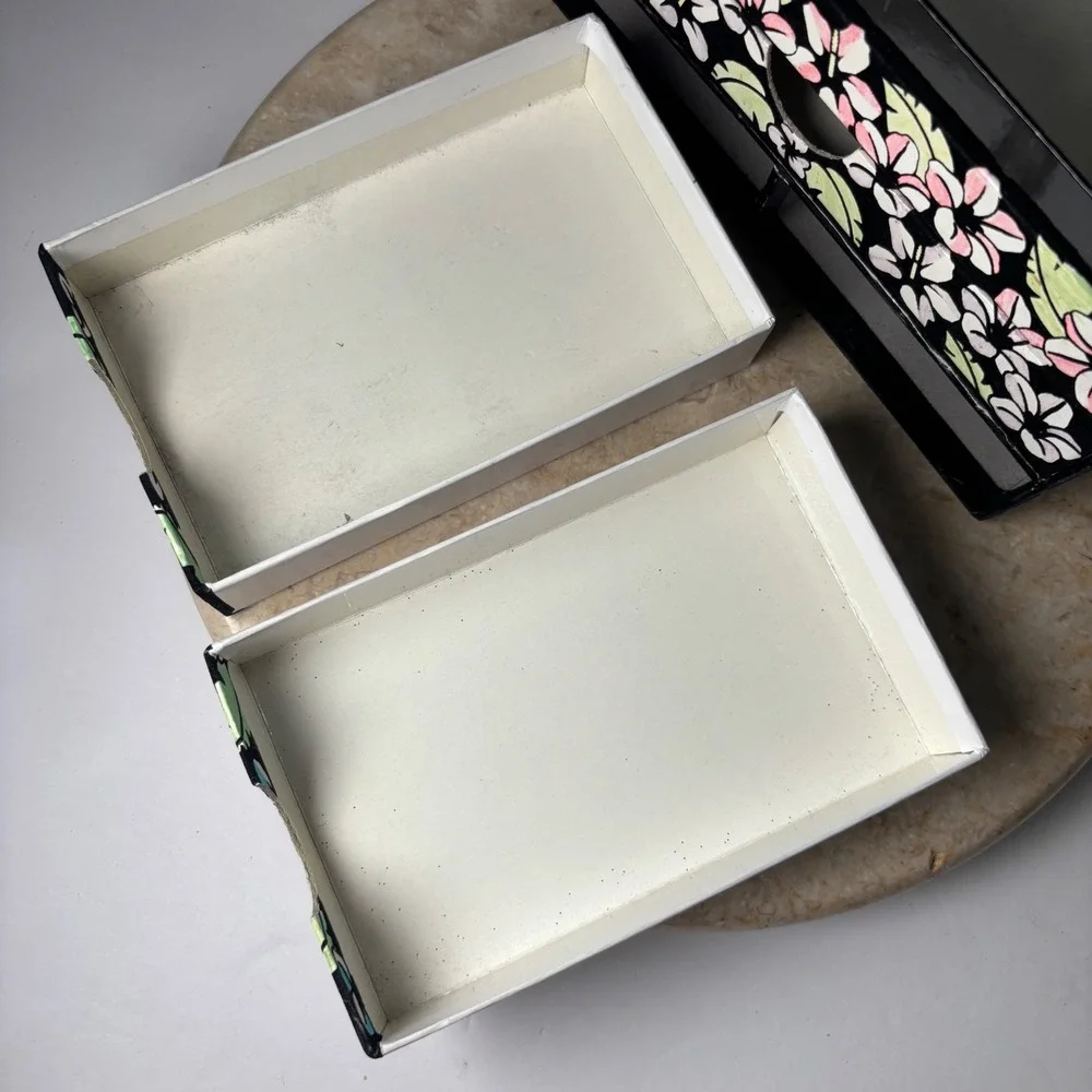 Lisa‎ Frank Hunter the Leopard Jewelry Box Small Black Tropical Floral Drawers